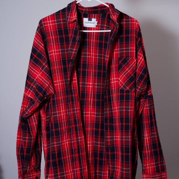 Topman Red Oversized Flannel - Picture 1 of 3